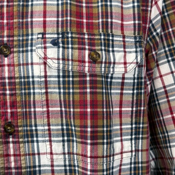 Carhartt Mens Relaxed Fit Plaid Button-Up Shirt Red/White Medium Long Sleeve Cot - Picture 6 of 9